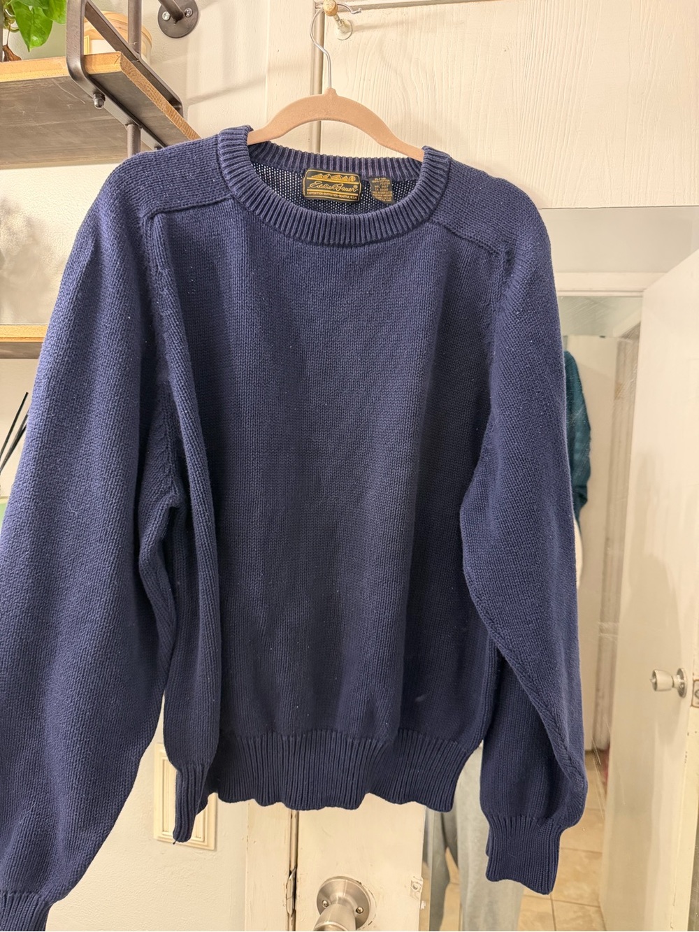 Vintage 90’s Eddie Bauer Navy 100% Cotton Crewneck Pullover